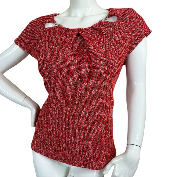 7th Ave New York & Co textured blouse top career cutout neck detail career XL - Picture 10 of 15